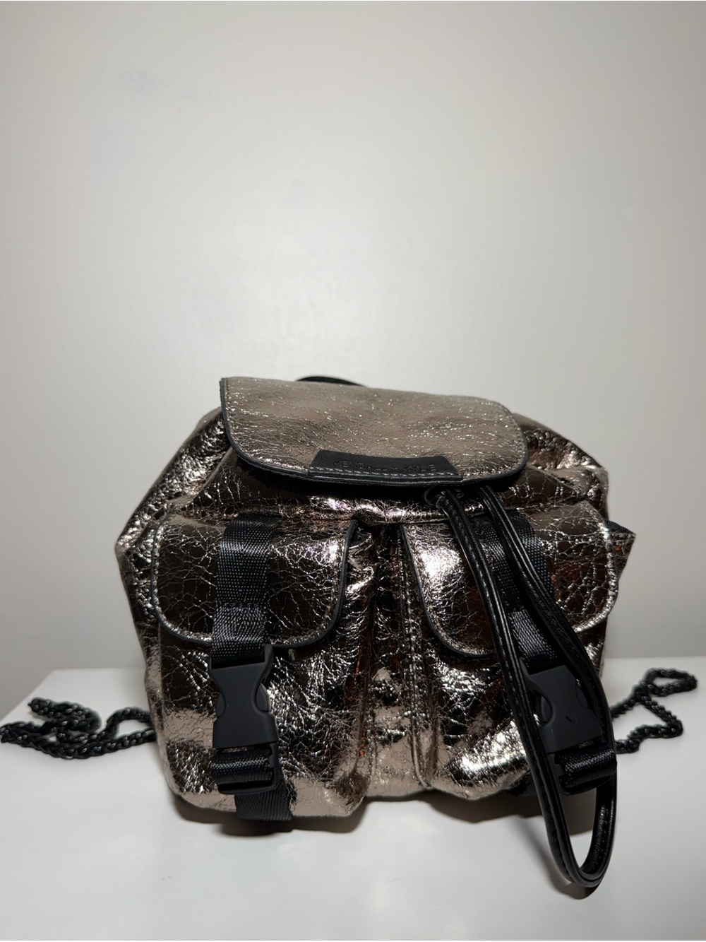 Shimmery Metallic Women's Backpack - Silver Taupe